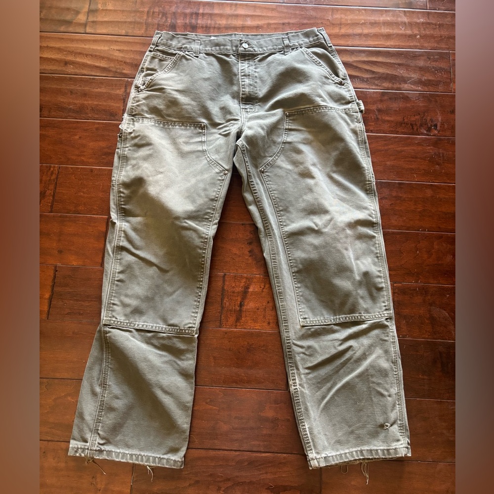 Carhartt Men’s Tan Pants Double Knees 38x32
